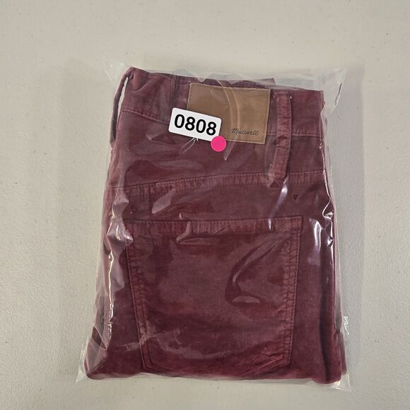 Madewell 10” High Rise Skinny Jeans Womens Red/Burgundy Velvet Size 26 (27 X 27) - Picture 15 of 15
